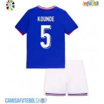 Camisa de time de futebol França Jules Kounde #5 Replicas 1º Equipamento Infantil Europeu 2024 Manga Curta (+ Calças curtas)